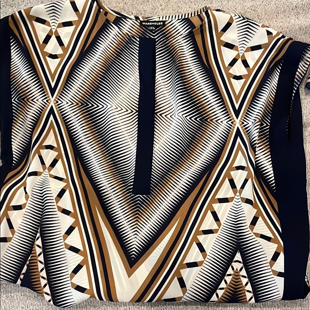 Warehouse Black and White Graphic Boxy Blouse